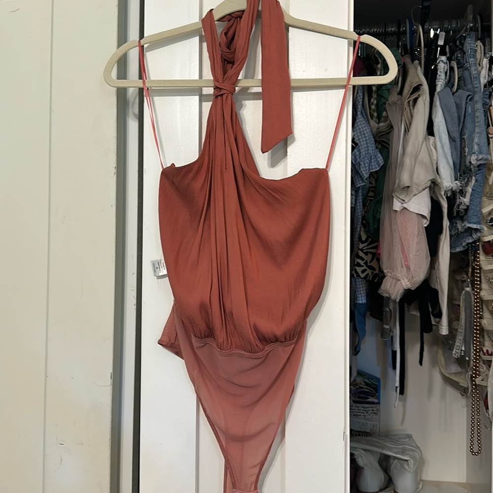 Rose colored halter bodysuit